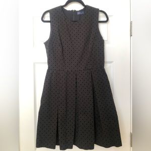 GAP Black Polka Dot Fit & Flare Sleeveless Pleated Cotton Dress - Size 10